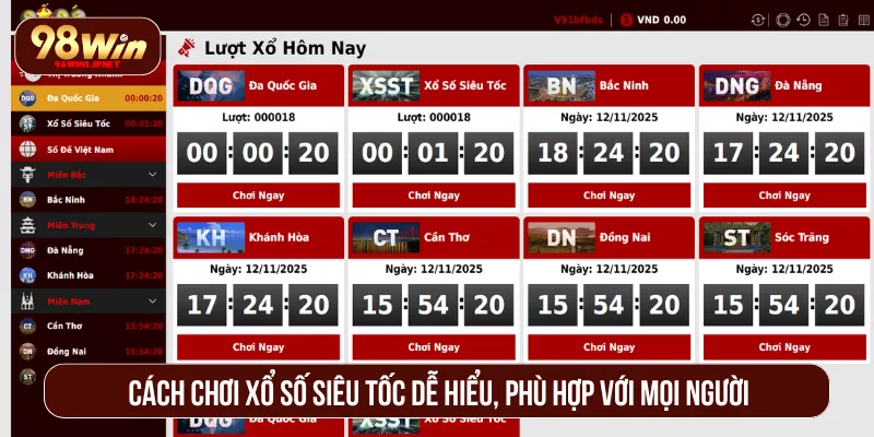 Xổ Số Siêu Tốc 98WIN Quay Nhanh Trúng Lớn Trong Vài Phút Cách chơi xổ số siêu tốc dễ hiểu, phù hợp với mọi người