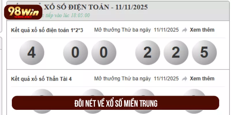 Xổ Số Miền Trung 98WIN Cập Nhật Kết Quả Nhanh Chuẩn Xác Đôi nét về xổ số miền Trung