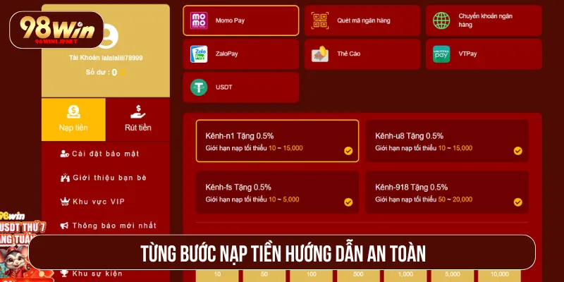 Nạp Tiền 98Win: Giao Dịch Đơn Giản, Trải Nghiệm Nhanh Chóng Hướng dẫn gửi vốn hiệu quả thông qua chuyển khoản