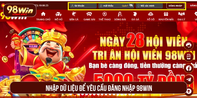 Trang Chủ Nhập dữ liệu để yêu cầu đăng nhập