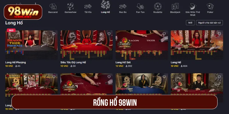 Rồng Hổ 98Win: Khám Phá Game Bài Đặc Sắc Tốc Độ Vượt Trội Rồng Hổ 98Win